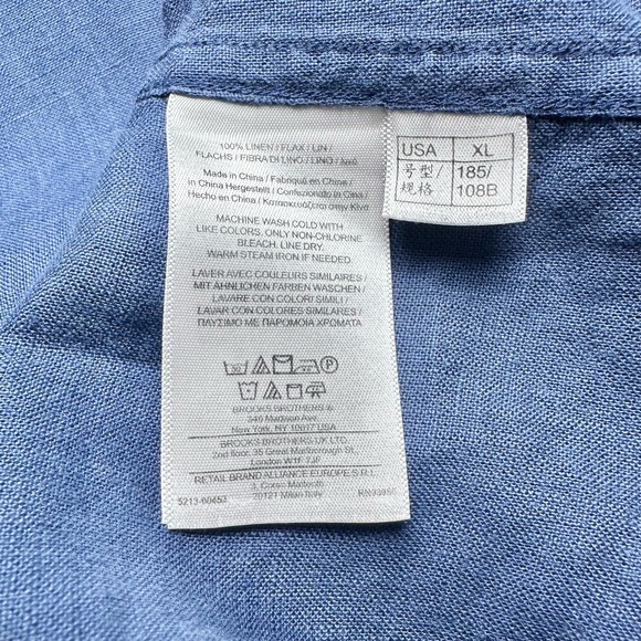 Brooks Brothers | Men | 100% Linen Roll Tab Long Sleeve Button Up Shirt | XL - Picture 12 of 13